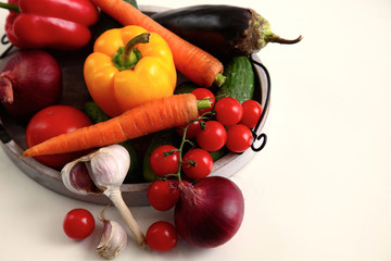 collection fruits and vegetables isolated on a white background