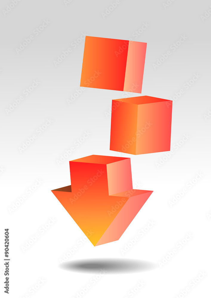 Poster vector : decreasing red arrow on gray background
