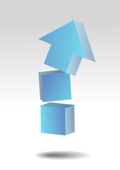 Vector : Increasing blue arrow on gray background