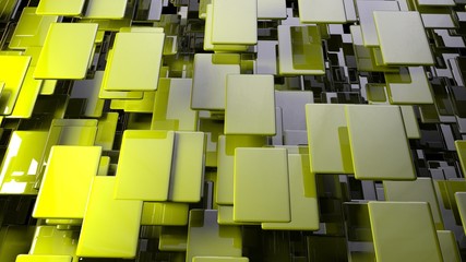 yellow floating metal plates background