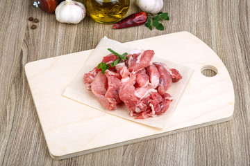 Raw pork meat pieces