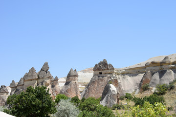 Fairy Chimneys in Love Valley,  Goreme National Park. Cappadocia, Turkey

