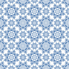 Christmas seamless repeating pattern with snowflakes on a white