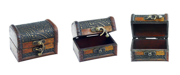 Set vintage box on isolated white background