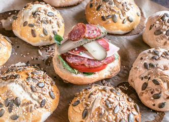 Homemade buns sandwich