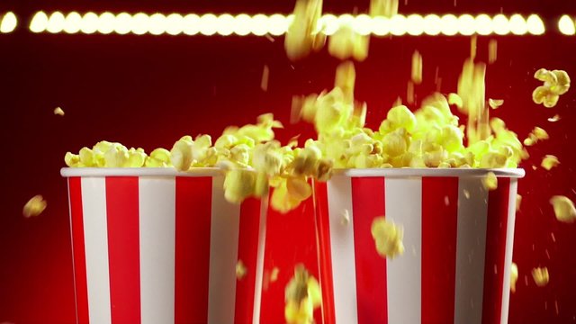 11 Bowls Filled With Popcorn For Movie Night Slowmotion 120p