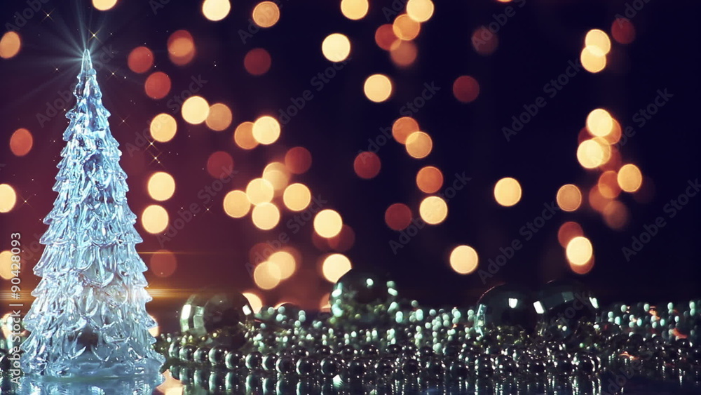 Poster christmas tree and blinking lights seamless loop