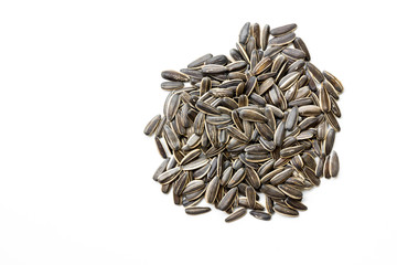 sunflower seeds on white background