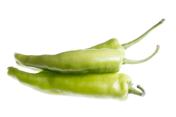 Closeup green pepper isolated on a white background