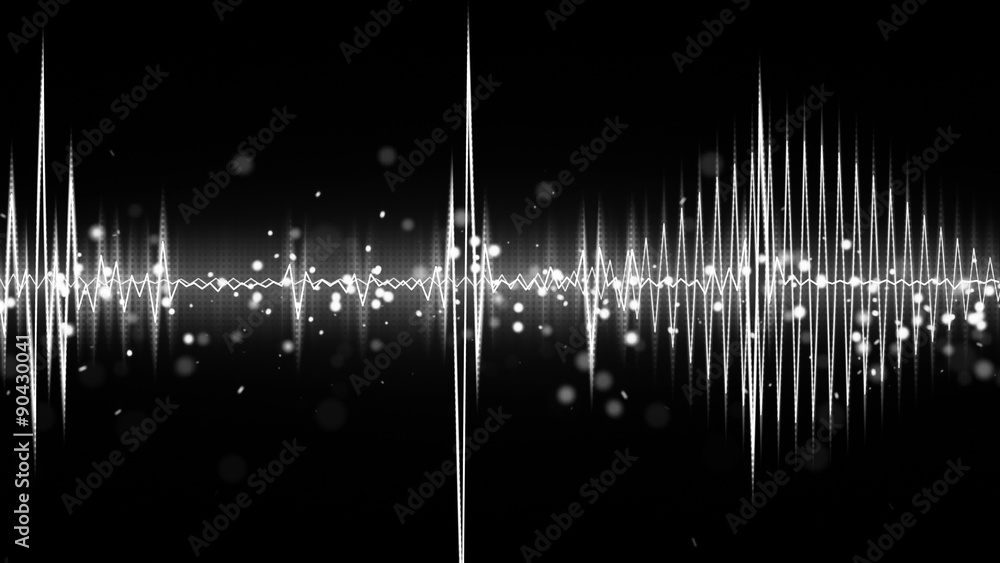 Poster white and black audio waveform. computer generated seamless loop abstract motion background. 4k (409
