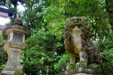 Lion guardian statue at Kasuga Shrine