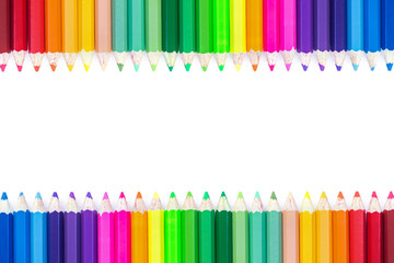 Colour pencils isolated on white background
