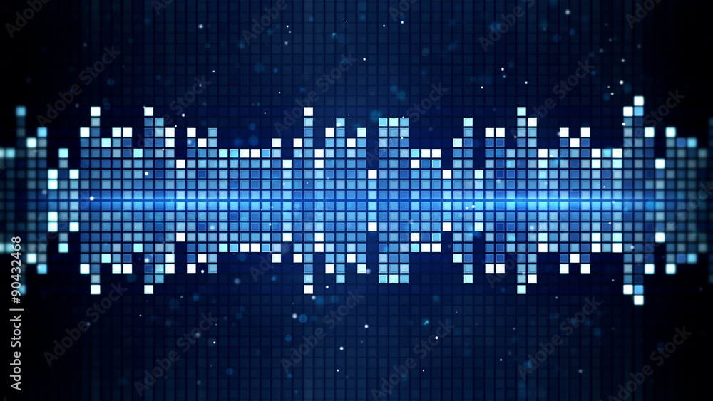 Poster blue flashing squares equalizer. computer generated seamless loop party background. 4k (4096x2304)