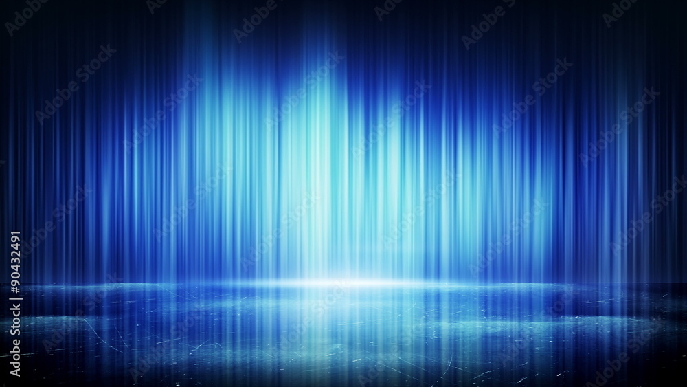 Poster blue light lines and reflection. computer generated seamless loop futuristic abstract motion backgro