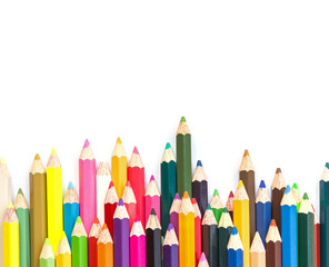 Colour pencils isolated on white background
