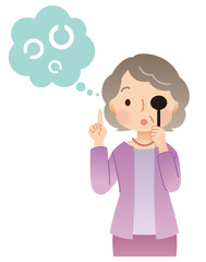 視力検査をする女性　高齢者