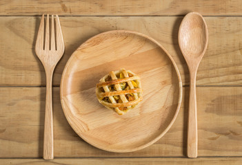Chicken Pie on wooden dish