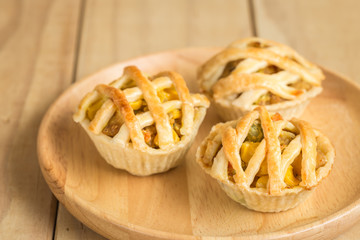 Chicken Pie on wooden dish