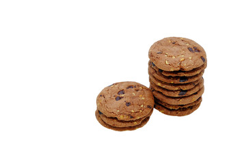 Chocolate cookie isolated on a white background.