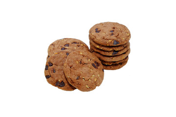 Chocolate cookie isolated on a white background.