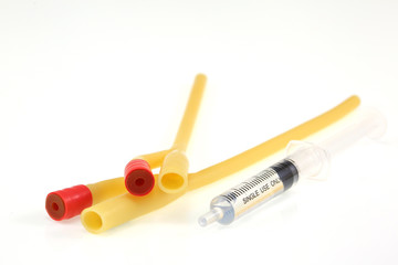 rubber foley catheters  on white background