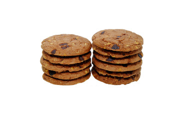 Chocolate chip cookie isolated on white background.