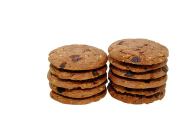 Chocolate chip cookie isolated on white background.