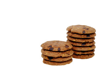 Chocolate chip cookie isolated on white background.