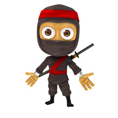 Ninja with hand down pose © makou
