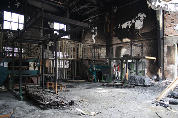 Textile mill fire scene