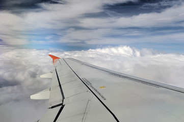 Fototapeta na wymiar airplane wing in flight