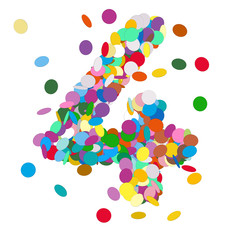 Abstract Colorful Vector Confetti Number Four - 4 - Abstrakte Konfetti Zahl Vier