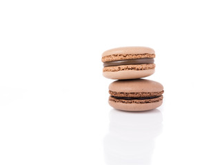 French sweet delicacy macaroons isolated on white background