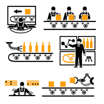 Factory production process icons