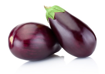 Two eggplant isolated on a white background