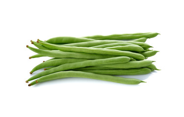 stack of French beans on white background