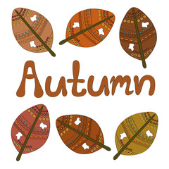 Set of colorful autumn leaves vector background