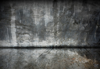 Abstract old cement room with grunge wood floor