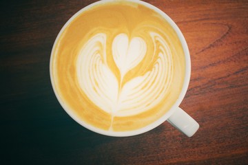 Vintage latte art coffee