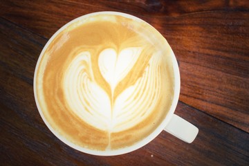 Vintage latte art coffee