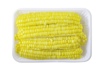 Steamed corn isolated on white background with Clipping path