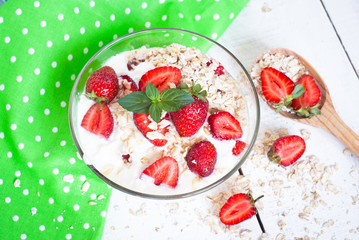 Homemade yogurt with strawberry