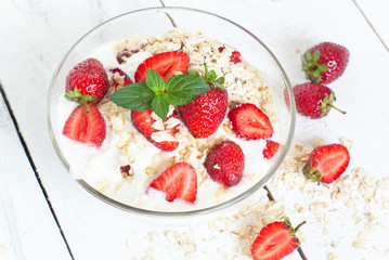 Homemade yogurt with strawberry