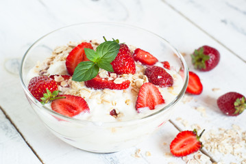 Homemade yogurt with strawberry
