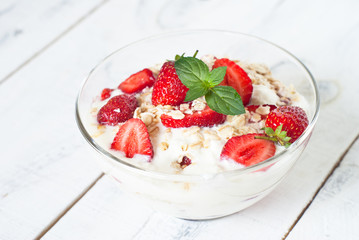 Homemade yogurt with strawberry