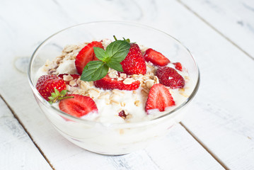 Homemade yogurt with strawberry