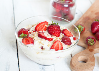Homemade yogurt with strawberry
