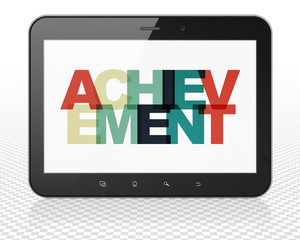 Learning concept: Tablet Pc Computer with Achievement