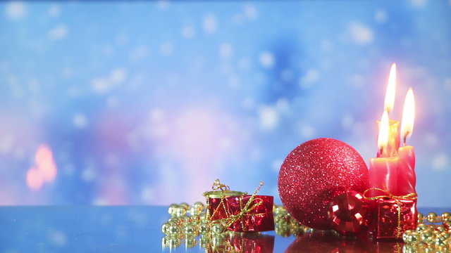Christmas decorations and snowfall loopable background