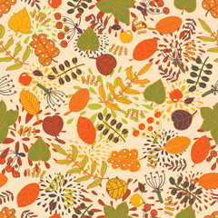 Autumn motif. Vector seamless pattern.